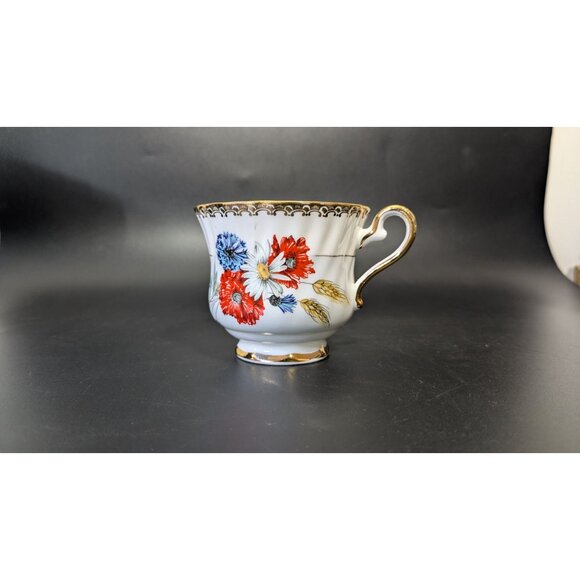 Sutherland Bone China Tea Cup Gold Trim Red Blue Floral Vintage England - Picture 11 of 14